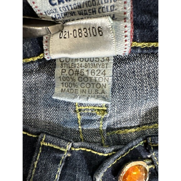 True Religion‎ Jeans Womens Sz 26x28 Blue Low American Cowgirl Preppy Dark Denim - Picture 12 of 14